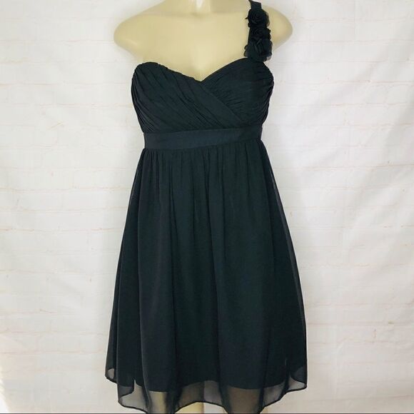 ALFRED ANGELO Chiffon 1 shoulder Dress with roses - Picture 1 of 5